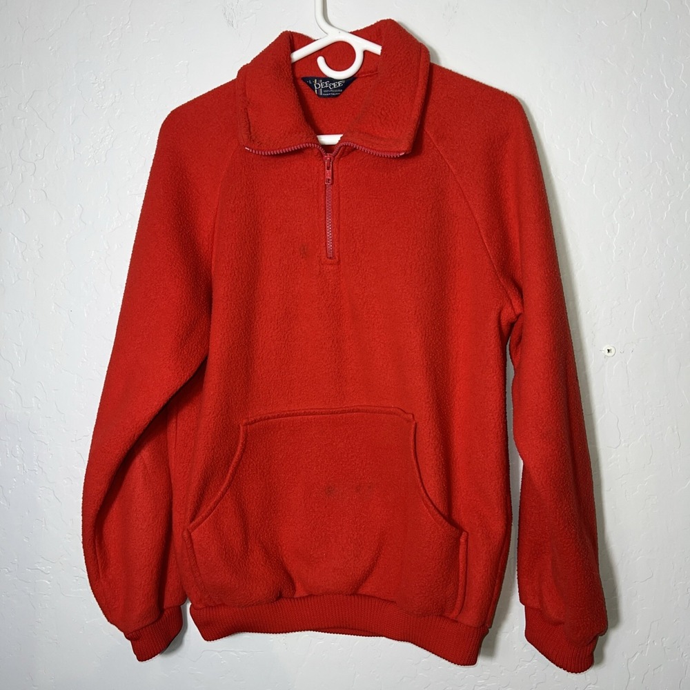 Vintage Dee Cee Red Fleece 1/4 Zip Pullover Jacket. Men's Large ✅